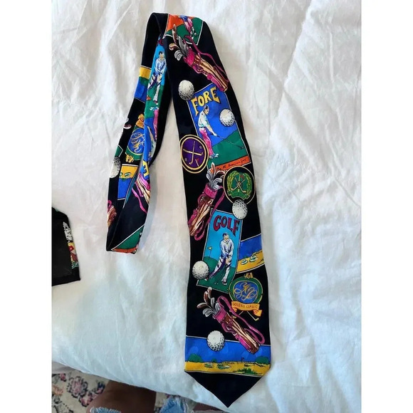 Vintage Addiction Golf Tie 100% Silk Novelty Sport Neck Tie mens - Picture 3 of 3